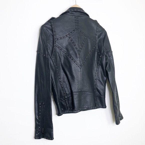 Blank NYC, black studded, vegan leather motorcycle jacket - Picture 10 of 12